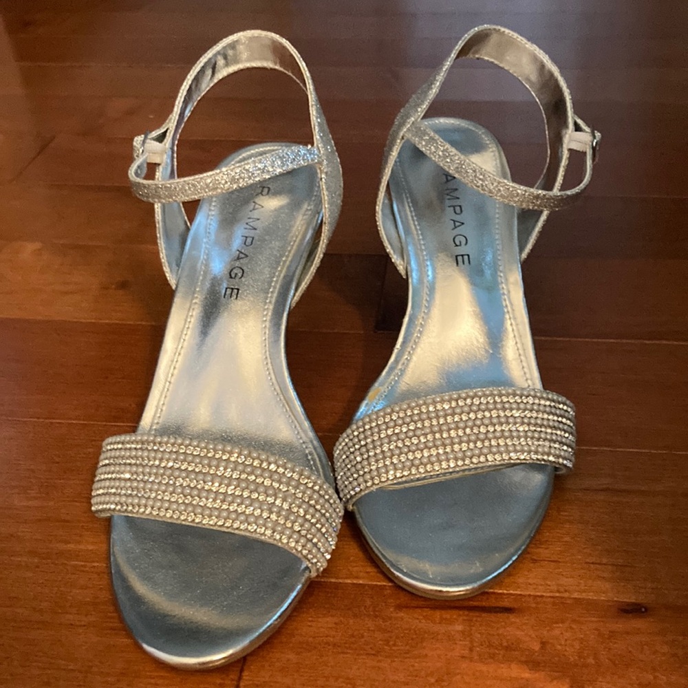 Rampage brand silver dress heels.